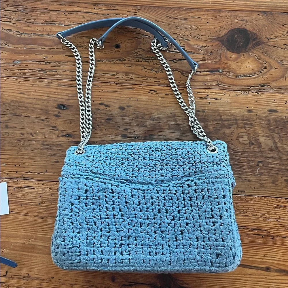 Sandro Raffia YZA Bag in Blue
